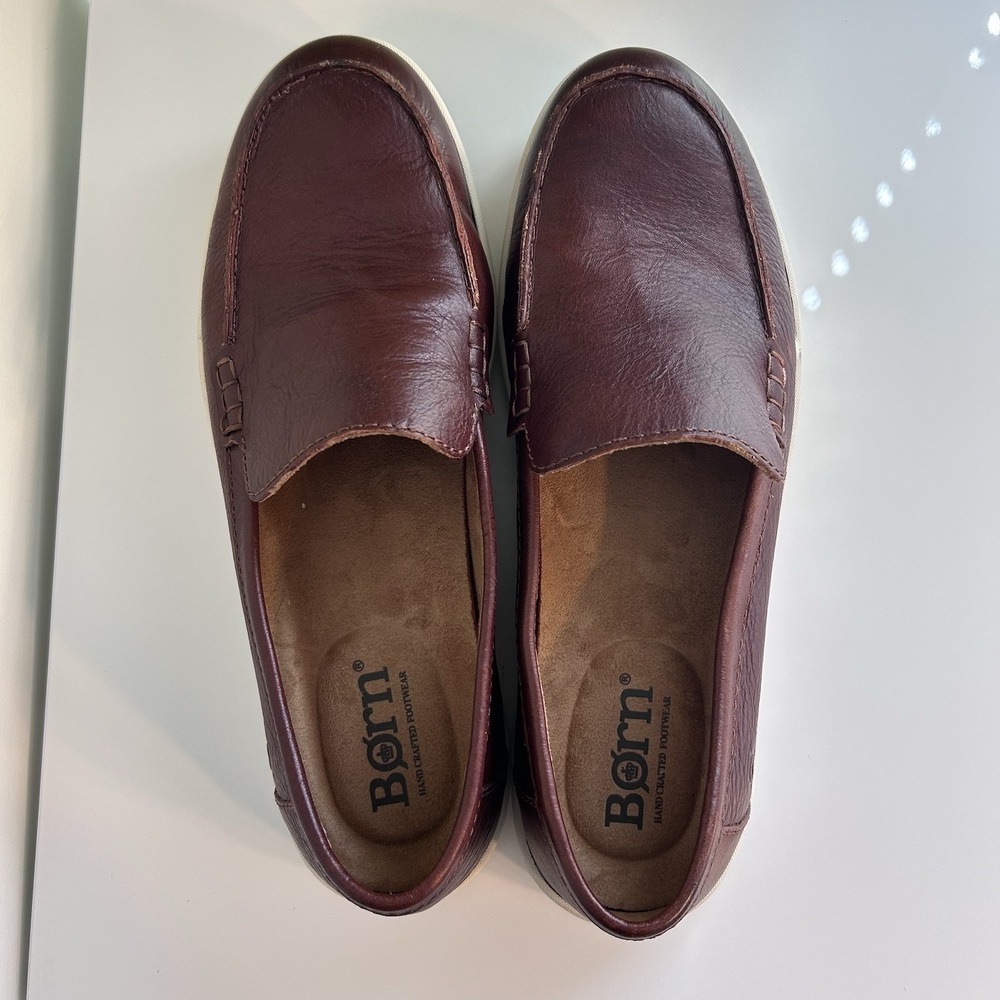 Born Mens Axel Leather Loafer Slip On Shoes 12M Casual Sporty Brown Dark Tan EUC - Picture 5 of 10